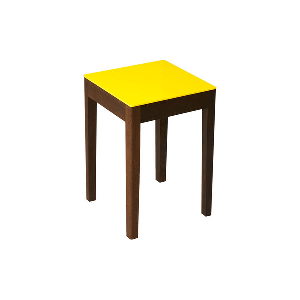 Stool/Side Table, canary yellow/fumed oak, a seat in Siena