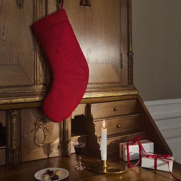 CHRISTMAS Stocking, deep red, Georg Jensen Damask