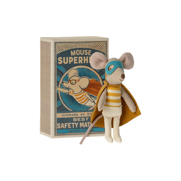 Little Brother Super Hero Mouse in a Matchbox, Maileg