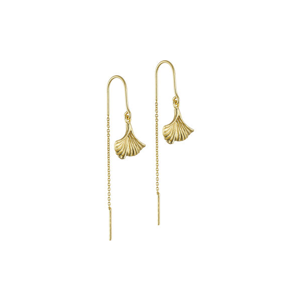 Chain Earrings with Leaf, gold, Pure by Nat