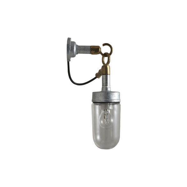 Well Glass Wall Light 7679, galvanised silver/clear, Original BTC