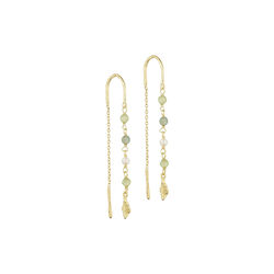 Hazel chain earrings w. gemstones, gold plated/green, Pure by Nat