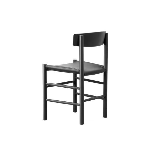 J39 Mogensen Chair with Seat Upholstery, black lacquered beech/Omni 301 black, Fredericia Furniture