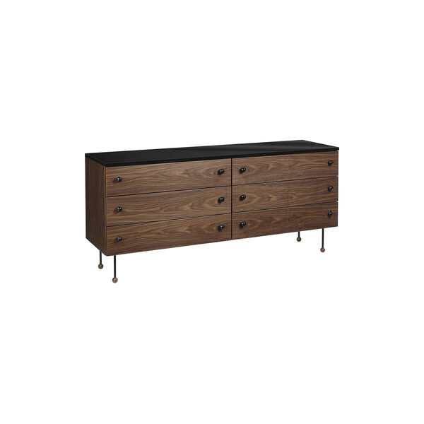 62 Sideboard 6 Drawer, walnut/black, GUBI