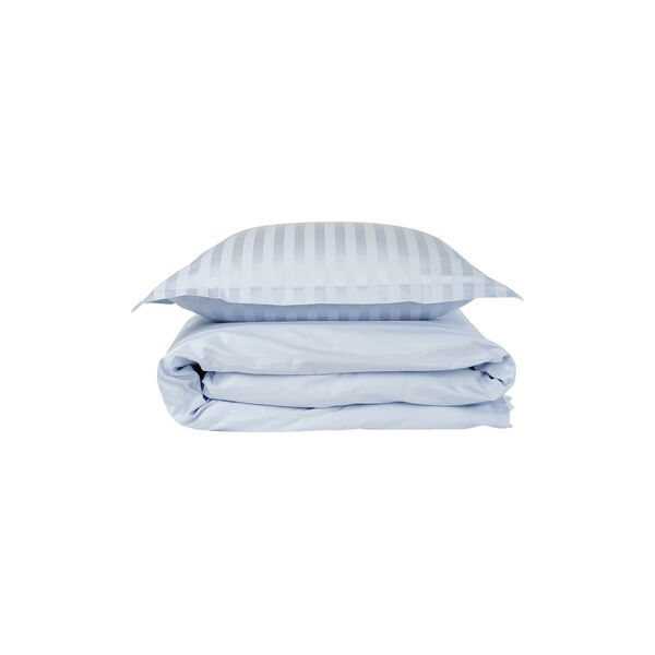 Sateen Woven Wide Striped Bed Linen, light blue, Geismars Væverier