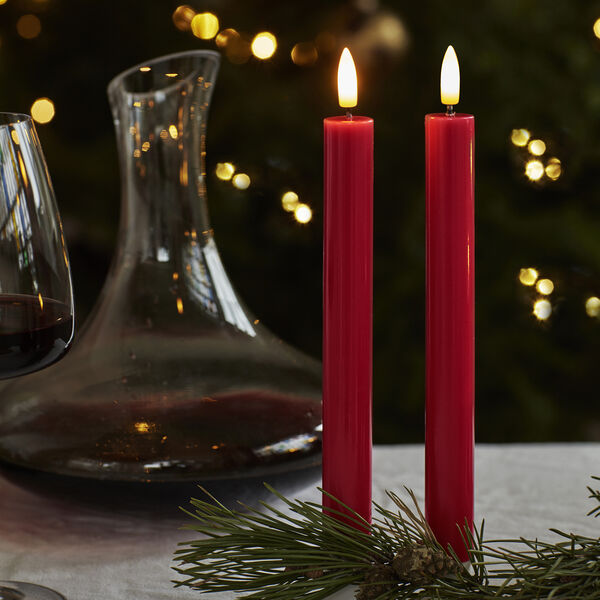 Sille lacquer crown candles 2 pcs, red, Sirius Home