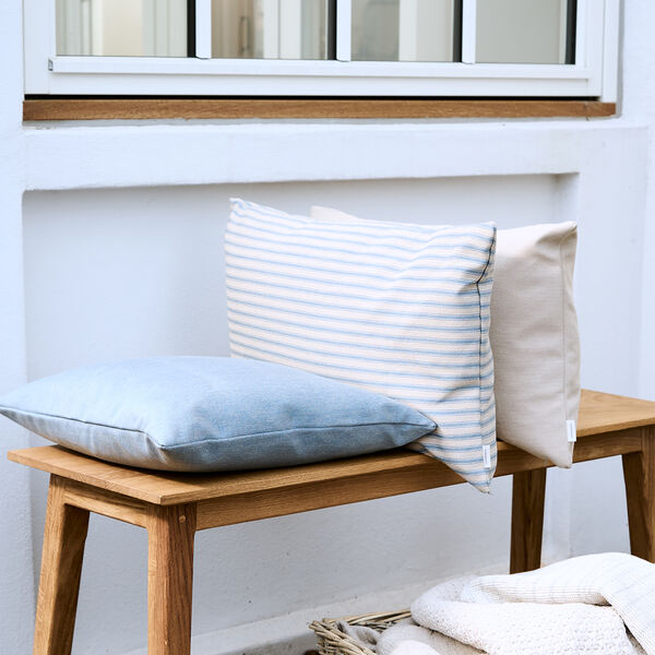 Outdoor Fine Stripe Cushion, blue Outdoor Fine Stripe Cushion, blue, Compliments