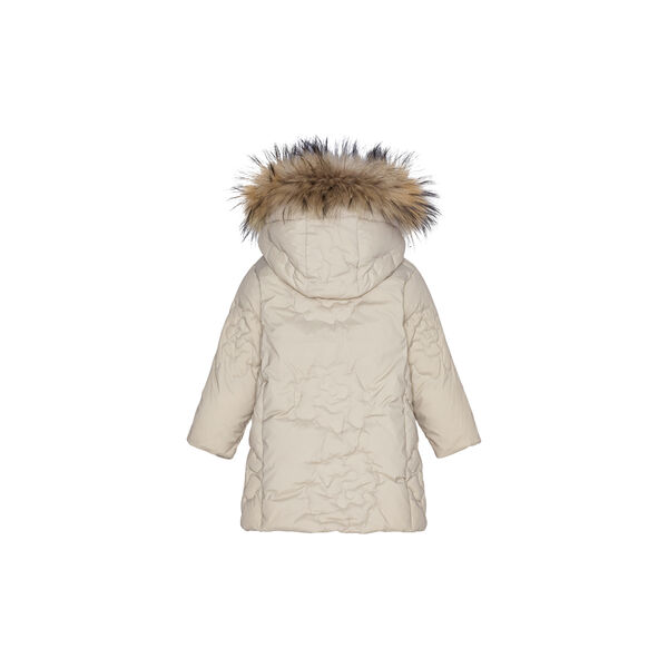Rose Baby Girls Down Coat with Fur| Oat, VER de TERRE