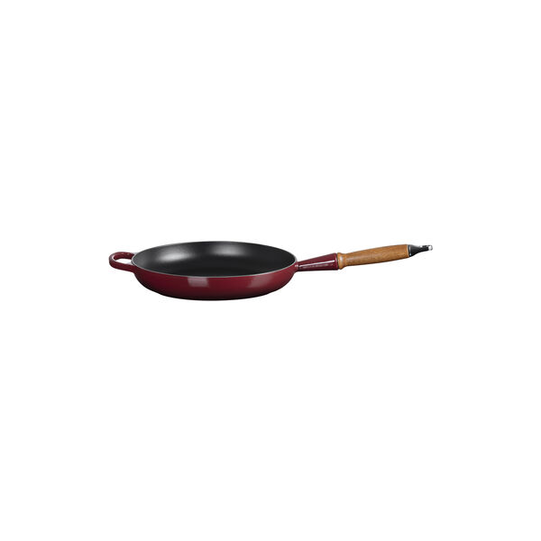 Signature cast iron frying pan with wooden handle &Oslash; 28 cm, garnet, Le Creuset