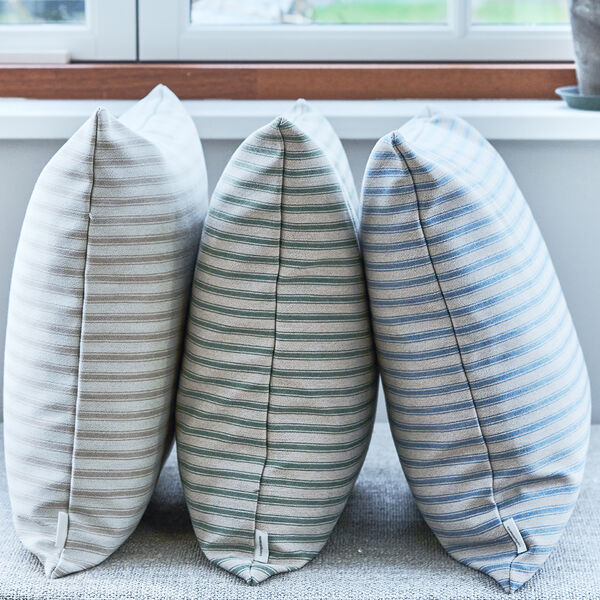 Outdoor Fine Stripe Cushion, green Outdoor Fine Stripe Cushion, green, Compliments