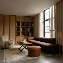 The Tired Man Lounge Chair & Ottoman, dark stained oak/moonlight, Audo Copenhagen