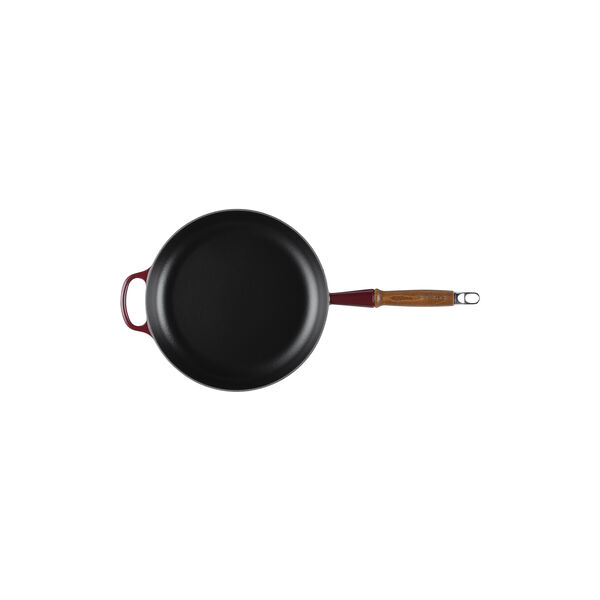 Signature cast iron frying pan with wooden handle &Oslash; 28 cm, garnet, Le Creuset