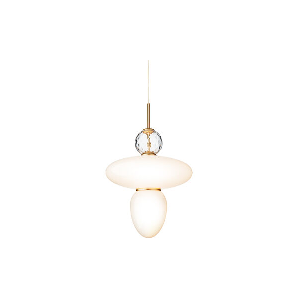 Rizzatto 43 Pendant, satin brass/opal, Nuura