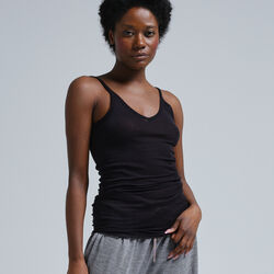 Cotton Spaghetti Top, black, Seamless Basic