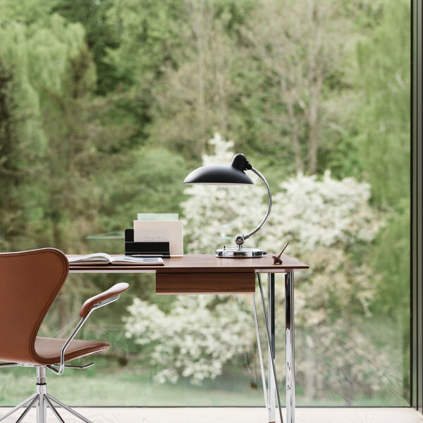 FH3605™ Writing Desk with Drawer, walnut/chrome, Fritz Hansen