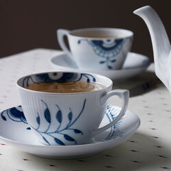 Blue Fluted Mega Cup with Saucer 28 cl, Royal Copenhagen