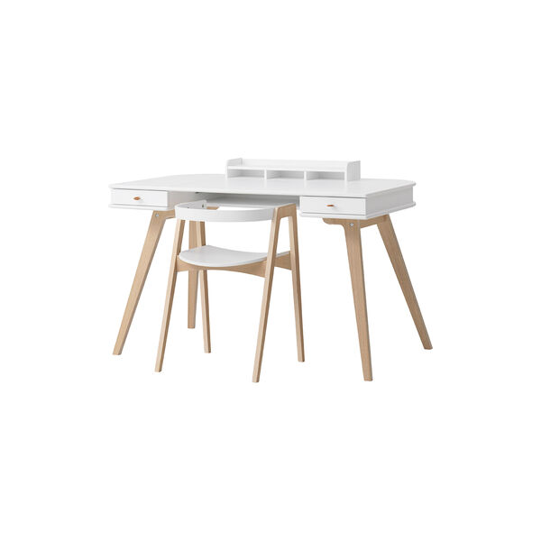 Wood Desk 72,6 cm &amp; Armchair Set, white/oak, Oliver Furniture