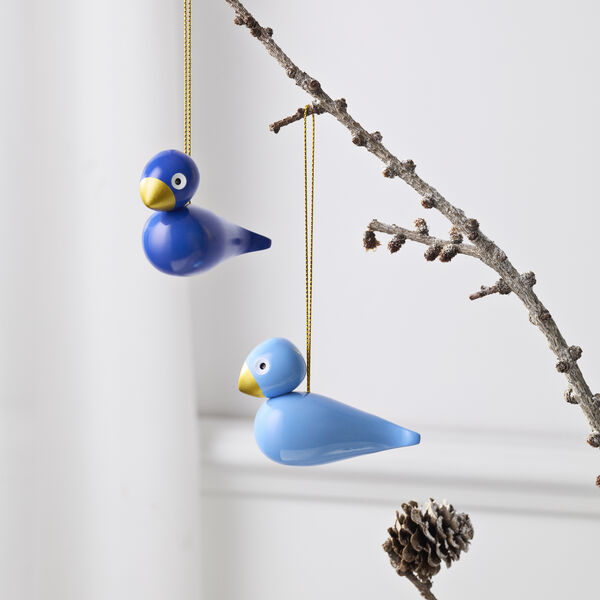 Winter birds ornament 2 pcs, blue/light blue, Kay Bojesen Denmark