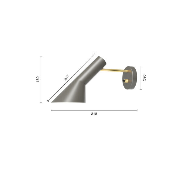 AJ Wall Lamp, brass/warm grey AJ Wall Lamp, brass/warm grey, Louis Poulsen