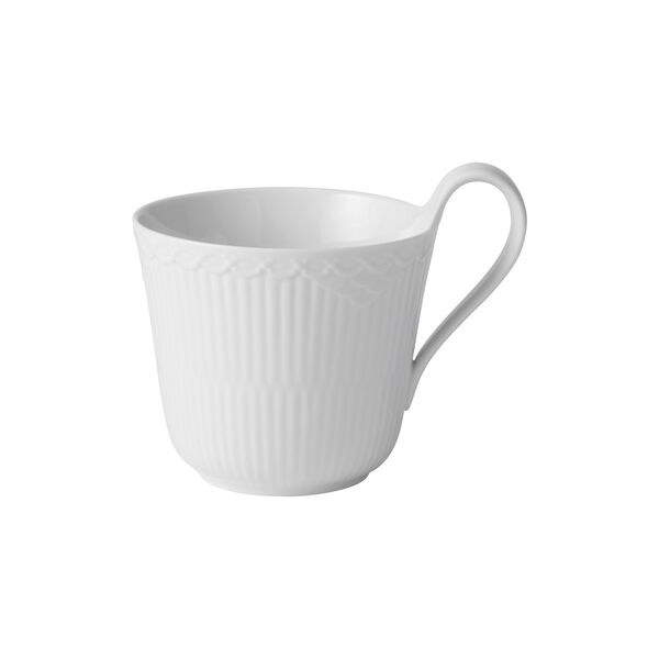 White Fluted Half Lace High Handle Cup 33 cl, Royal Copenhagen