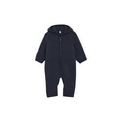 Pram Suit Ears Wool Fleece, navy melange, HUTTEliHUT