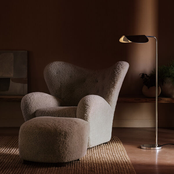 The Tired Man Lounge Chair & Ottoman, dark stained oak/moonlight, Audo Copenhagen