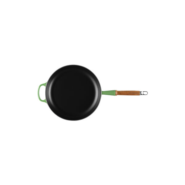 Signature cast iron frying pan with wooden handle &Oslash; 28 cm, bamboo green, Le Creuset