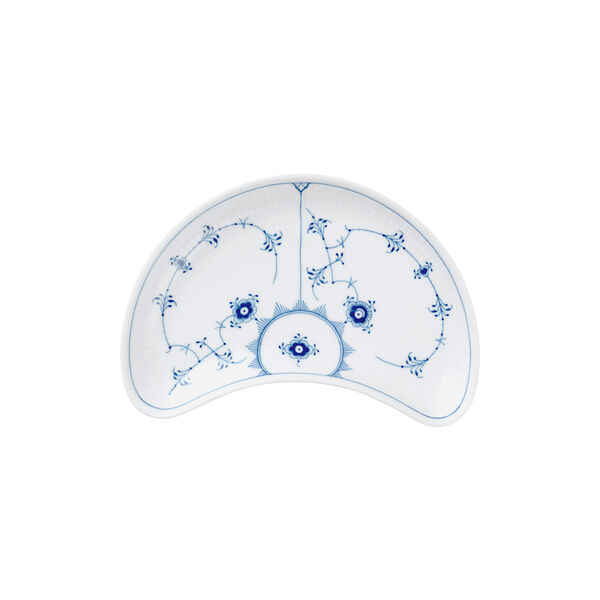 Blue Fluted Plain Dish Half Moon Shaped 22 cm, Royal Copenhagen