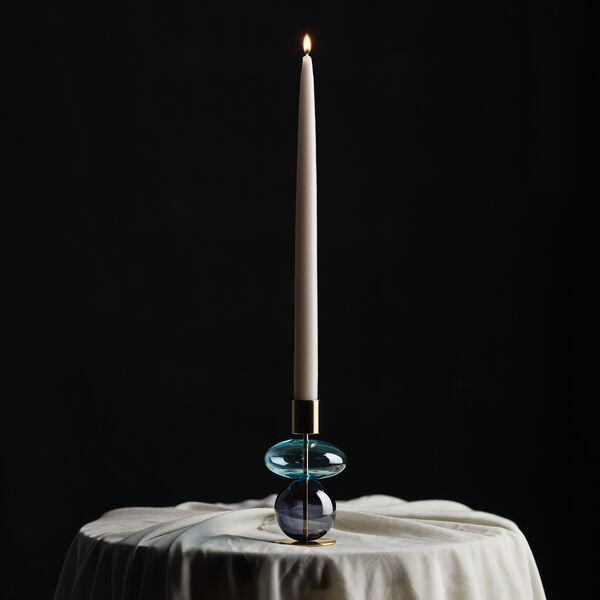 Bubble Candle holder, blue/smoke, Holmegaard