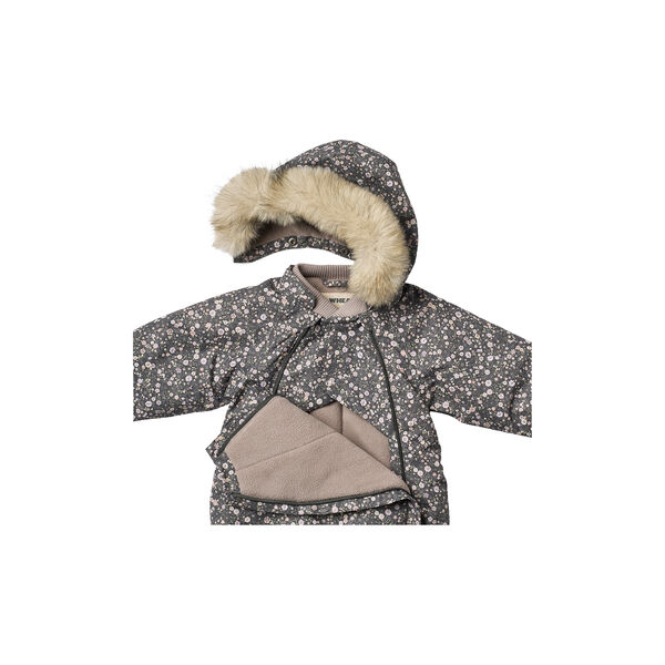 Snowsuit Nickie, black sea open flowers, Wheat