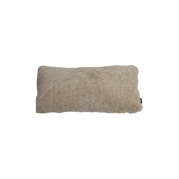New Zealand Short Wool & Curly Sheepskin Cushion, pearl, NATURES Collection