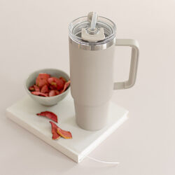Thermo Cup With Straw, cream beige, AYA&IDA