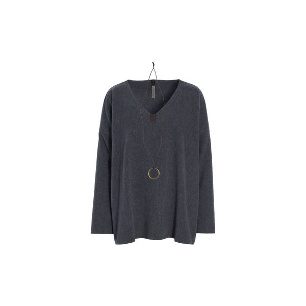 Oversized Fleece Blouse With V-Neck | Grey, Henriette Steffensen Copenhagen