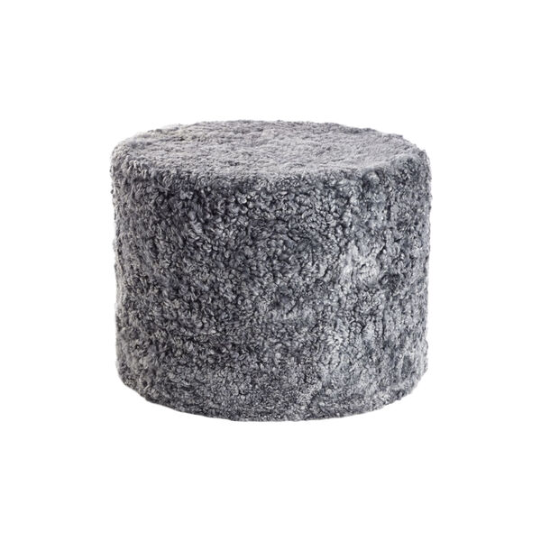 Pouf of New Zealand Short Wool & Curly Sheepskin, light grey, NATURES Collection