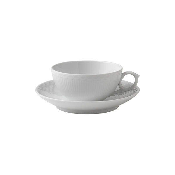 White Fluted Half Lace Cup with Saucer, Royal Copenhagen