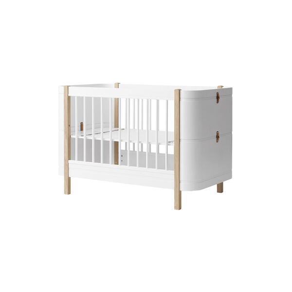 Wood Mini+ Cot Bed excl. Junior Kit 68x122 cm, white/oak, Oliver Furniture