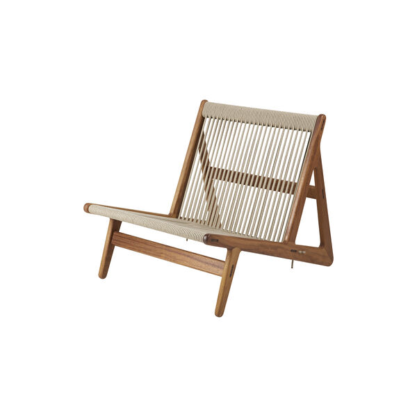 MR01 Outdoor Initial Lounge Chair, oiled iroko/sunfire melange beige/sand MR01 Outdoor Initial Lounge Chair, oiled iroko/sunfire melange beige/sand, GUBI