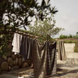 Sauna Towel, olive green/taupe/blue fog, Zone Denmark
