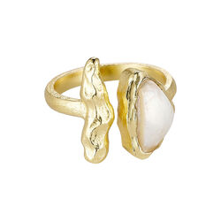 Foil ring with pearl, gold plated, Pure by Nat