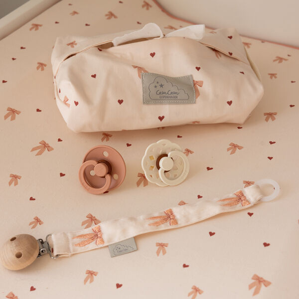 Embroidered Pacifier Holder, bows, Cam Cam Copenhagen