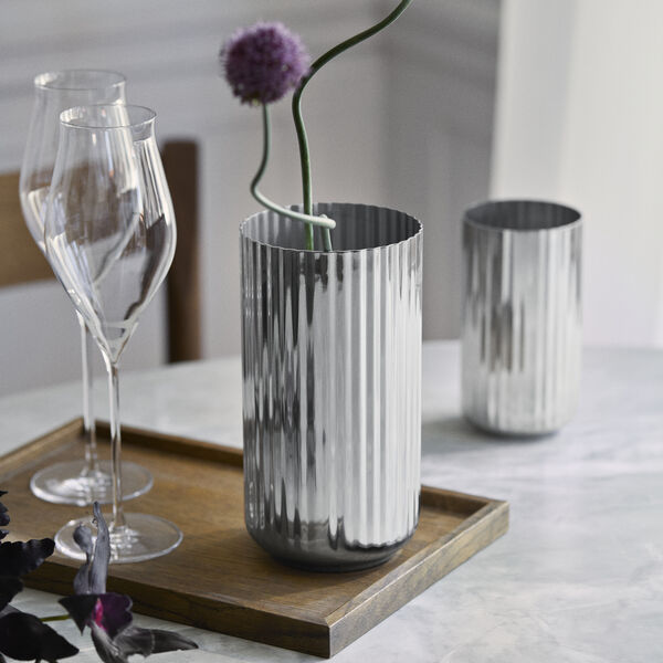 Lyngby Vase 20.5 cm, stainless steel, Lyngby Porcel&aelig;n