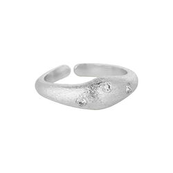 Lyra adjustable ring w. zircons, silver plated, Pure by Nat