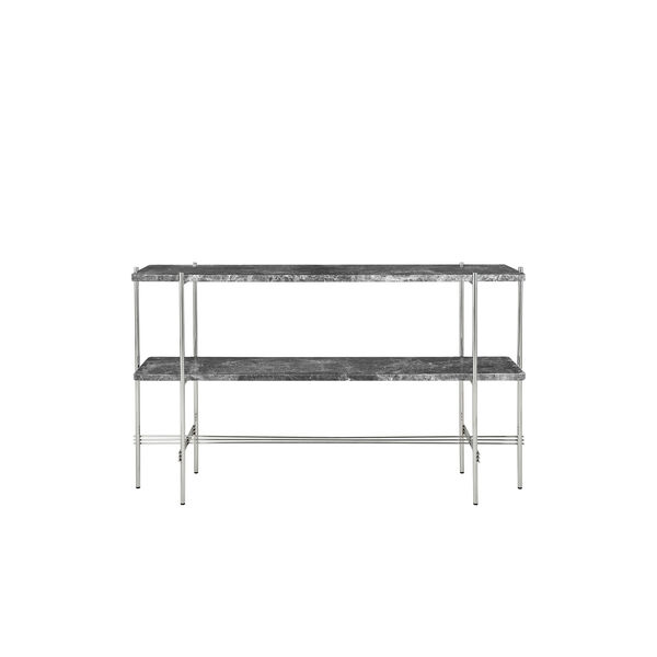 TS Console with 2 Racks, grey emperador marble/steel TS Console with 2 Racks, grey emperador marble/steel, GUBI