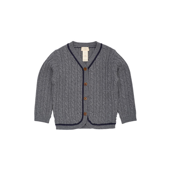 Lambswool Grandad Cardigan, dark grey/blue comb., Copenhagen Colors Organics