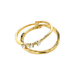 IVARIN rings 2-in-one set, gold plated, Pilgrim