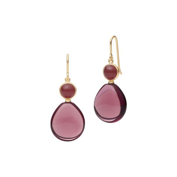 Prime Drop Earrings, gold/rhodolite, Julie Sandlau