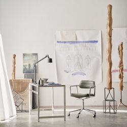 VIPP453 Swivel+ Chair with Castors, bosco green/polished aluminium, Vipp