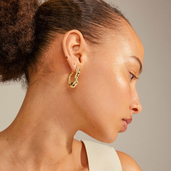 LOULIA Wavy Earrings, gold plated, Pilgrim