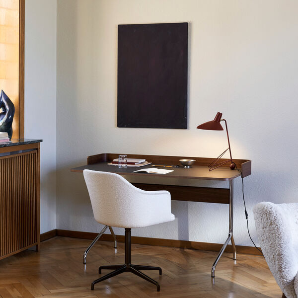 Pavilion Desk AV17, charcoal/walnut/chrome, &Tradition