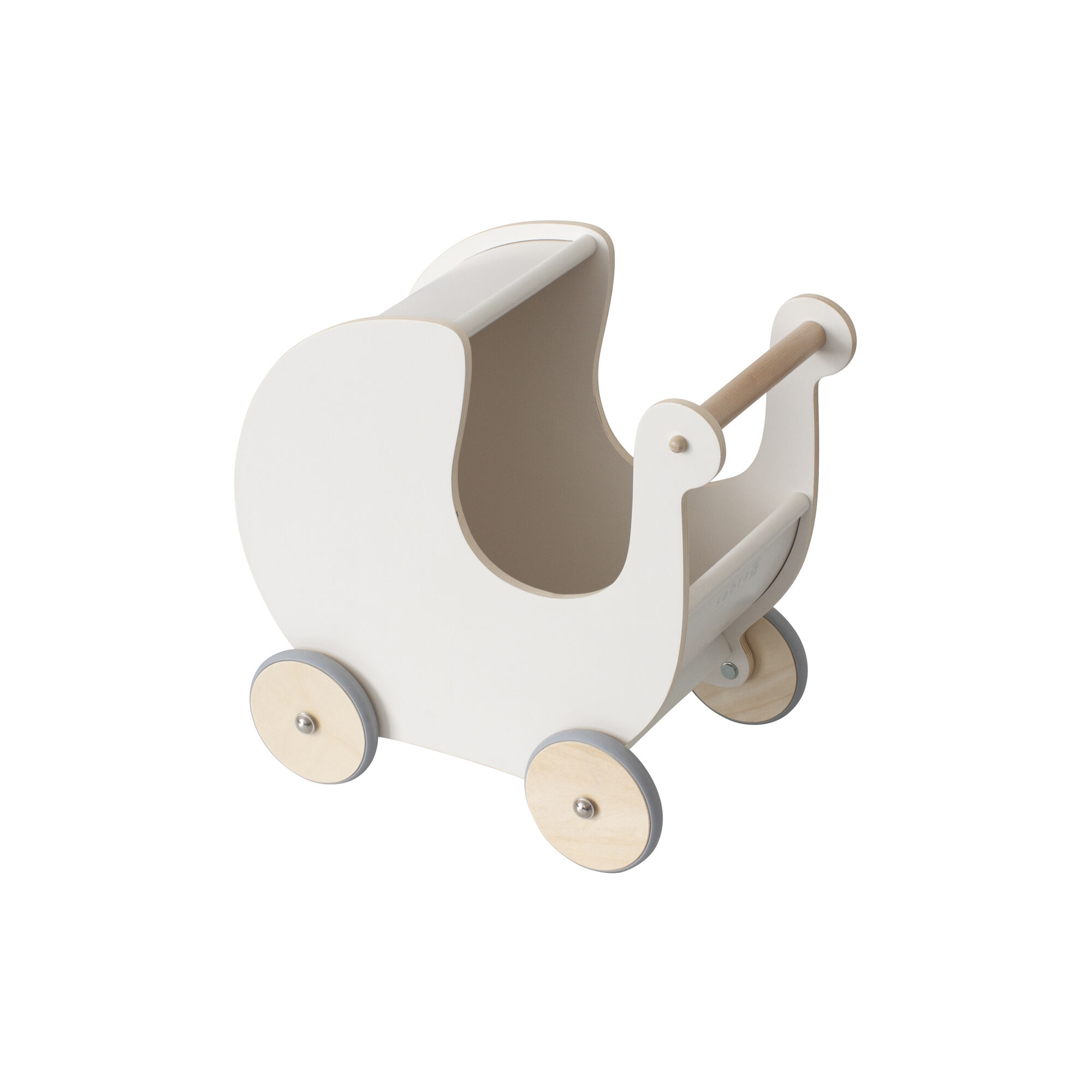 Wooden dolls pram white
